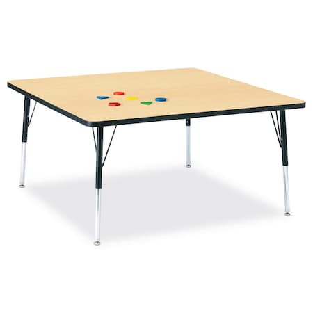 Jonti-Craft Berries Square Activity Table, 48 in. x 48 in., A-height, Maple/Black/Black 6418JCA011